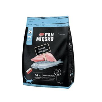 slomart PAN MIĘSKO Piščanec zDoncno postrvjo - suha hrana za mačke - 400g