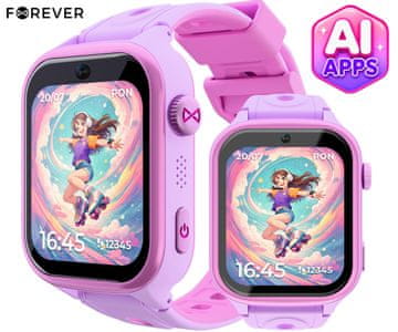 Forever BESTI KW-540 AI otroška pametna ura, Android OS, AI funkcije, roza (Blossom Pink)