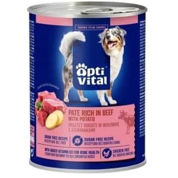 slomart OPTIVITAL Puranja pašteta, bogata z govedino in krompirjem - mokra hrana za pse - 400g