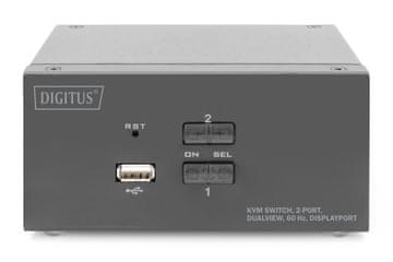 slomart Digitus DA-70835 KVM stikalo, 2-portni, Dual Display, 4K, DisplayPort