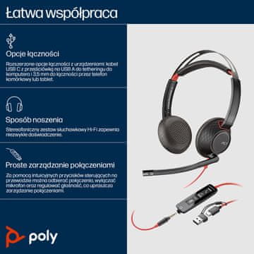 slomart HP Poly Blackwire 5220 stereo slušalke, USB-C + 3.5mm, adapter USB-C/A