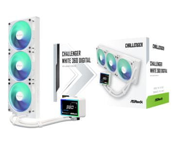 slomart Asrock Challenger White 360 CPU hladilnik, 360mm, RGB osvetlitev