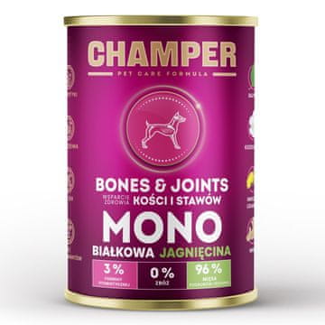slomart CHAMPER Bones & Joints Monoprotein Jagnjetina - mokra hrana za pse, 400g