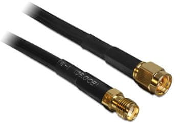 slomart DeLOCK koaksialni kabel, SMA m/f, 10m, CFD200, črn