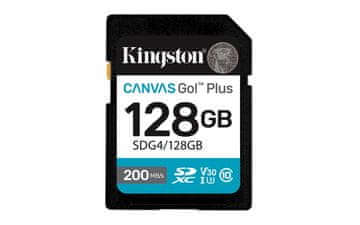 slomart Kingston Canvas Go! Plus 128GB SDXC pomnilniška kartica, 200MB/s, C10, UHS-I, U3, V30