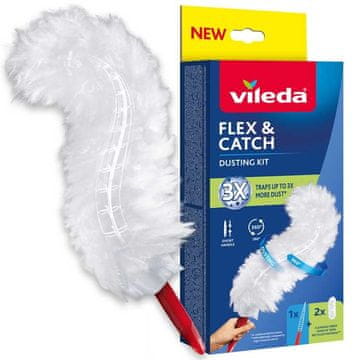 slomart Vileda zbiralnik prahu s kratkim ročajem + 2 Flex&Catch nastavka
