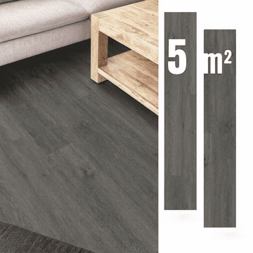 Nikcorp Samolepilne vinilne plošče temno sive 5 m2, 36 kosov, vodoodporne vinilne deske z učinkom lesa za hitro prenovo tal, odporne na praske, dimenzije 91,44 x 15,24 cm, enostavna montaža brez lepila