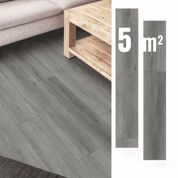 Nikcorp Samolepilne vinilne plošče sive 5 m2, 36 kosov, vodoodporne vinilne deske z videzom lesa za hitro prenovo tal, odporne na praske, dimenzije 91,44 x 15,24 cm, enostavna montaža za dom in kuhinjo