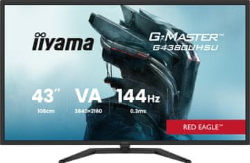 iiyama G-Master Red Eagle gaming monitor, 4K UHD, 108 cm (42,5), 144 Hz (G4380UHSU-B2)