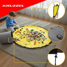 Kruzzel Koš za igrače z igralno podlogo 2 v 1 – 20 L | 135 cm podloga | Organizator za kocke | Vodoodporen koš za igrače