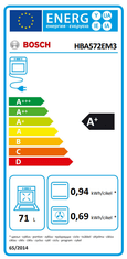Bosch HBA572EM3 vgradna pečica, s pirolizo, matirana črna