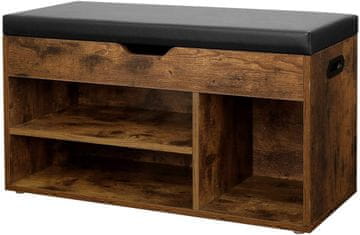 Northix Regal za omaro za čevlje s sedežem LOFT lesen
