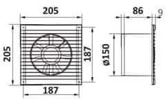 AKVAVENT A 6S C Aksialni ventilator s povratno loputo D 150