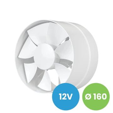 AKVAVENT Varčen cevni ventilator 160 mm z visokim pretokom zraka, 12V za prostore z visoko vlago, PROFIT 6 12V
