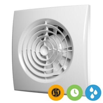 AKVAVENT Tihi kopalniški ventilator fi 100 mm s senzerjem vlage in svetlobe, časovnikom in loputo, AURA 4C MRH