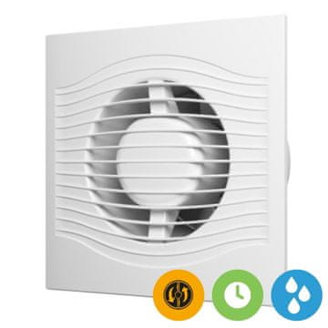 AKVAVENT Dober ventilator za kopalnico 100 mm s senzorjem vlage in svetlobe, časovnikom in loputo, SLIM 4C MRH