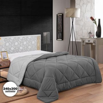 Northix Herzberg HG-2420BCO: Dvobarvna odeja iz mikrovlaken - 240x200 cm siva