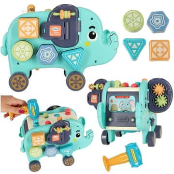 Northix Interaktivni slon montessori razvrščevalnik blokov kladivo 26 cm