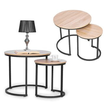Northix Komplet 2 klubskih mizic okrogel Loft dizajn