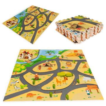 Northix Penasta podloga za otroke safari puzzle 9el 93x93cm