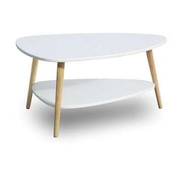 Northix Moderna klubska mizica, regal, lesene noge, ModernHome bela