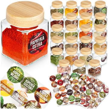 Northix Posoda za začimbe steklena 100 ml 24 kos + 90 nalepk