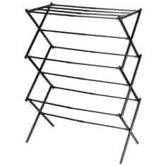Northix Črno kovinsko navpično raztegljivo stojalo za perilo 44,5-75x37,5x105 cm