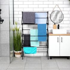 Northix Črno kovinsko navpično raztegljivo stojalo za perilo 43-75x37,5x139 cm