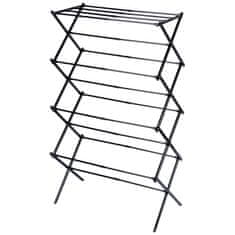 Northix Črno kovinsko navpično raztegljivo stojalo za perilo 43-75x37,5x139 cm