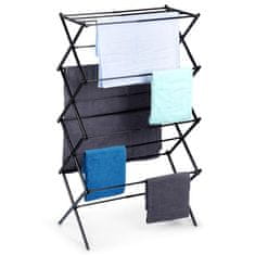 Northix Črno kovinsko navpično raztegljivo stojalo za perilo 43-75x37,5x139 cm