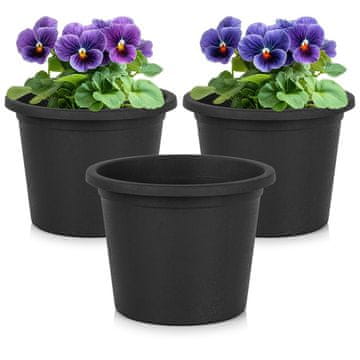 Northix Plastični vrtni lonec, črn, okrogel, 14,5 cm, 3 kosi.