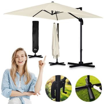 Northix Zložljiv vrtni senčnik 8 segmentov 420 cm s pokrovom Plonos PL-883