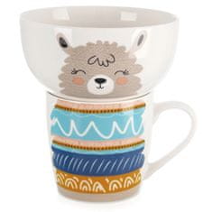 Northix Otroška skodelica s skledo, porcelanasta lama, 2 kom.