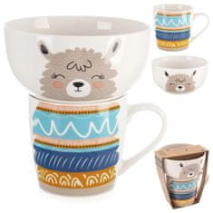 Northix Otroška skodelica s skledo, porcelanasta lama, 2 kom.