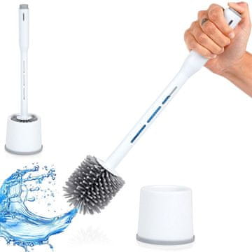 Northix Silikonska WC ščetka s stojalom in dozirnikom tekočine bela 40 cm