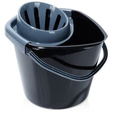 Northix Vedro za brisanje z ožemalnikom, plastično, črno, 10 l