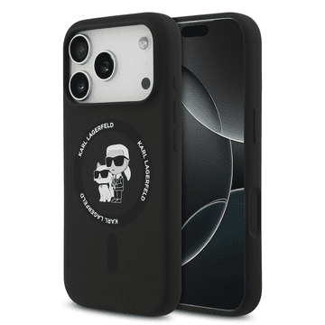 Karl Lagerfeld Originalen ovitek MagSafe iPhone 17 Pro / iPhone 18 Pro - Karl and Choupette - črn - KLHMP17LSCMKCRHK
