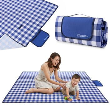 HyperMotion Plažna piknik odeja 150 x 200 cm z vodoodpornim dnom - tkanina Oxford s prevleko PVC, zložena 30 x 22 x 5 cm, za 2–4 osebe