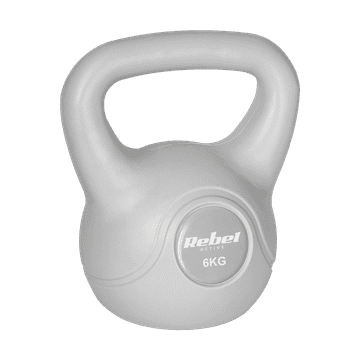 Rebel Utežna žoga za kettlebell 6 kg, siva, za vadbo ABS
