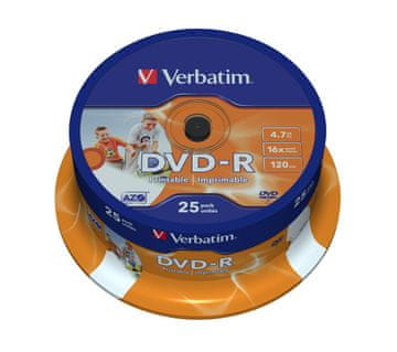 Verbatim Verbatim DVD-R mediji 4.7GB 16x, 25 kosov, potisni