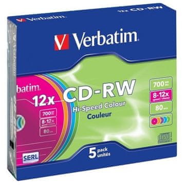 Verbatim Verbatim CD-RW 8-12x 700MB komplet 5 kosov, srebrna/bela