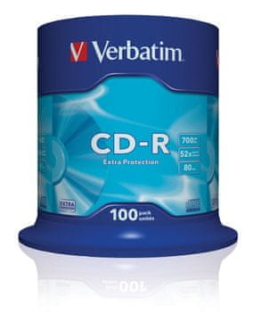 Verbatim Verbatim CD-R 52x 700MB 100 kosov, zaščitna površina
