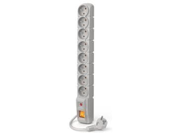 ACAR Acar S8 napajalni trak, 8 vtičnic, 3m kabel, siv