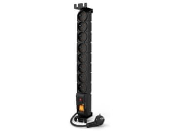 ACAR Acar S8 FA RACK razdelilnik 8 vtičnic, črn, 3m