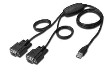 Digitus Digitus DA-70157 kabel adapter USB-A 2.0 na 2x RS232 (DB9) moški, 1.5m, črn