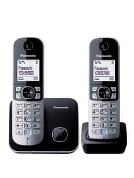 Panasonic Panasonic KX-TG6812 DECT brezžični telefon, 2 slušalki, črn