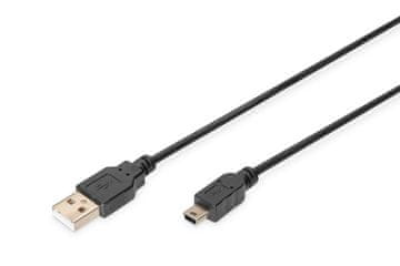 slomart Digitus DA-70230 USB 2.0 kabel A/miniUSB B, 1m, črn