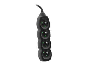 Tracer TRACER PowerCord razdelilna letev 4 vtičnice, 3m kabel, črna