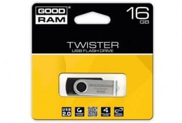 GoodRam Goodram TWISTER USB ključek 16GB, USB 2.0, črn/srebrn