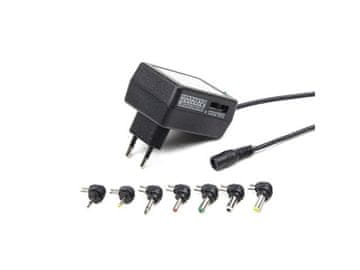 Gembird EnerGenie EG-MC-008 univerzalni napajalnik 12W, nastavljiv 3-12V, črn